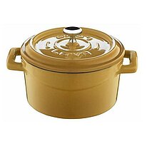Yellow oval Lava casserole with lid 12x9 cm