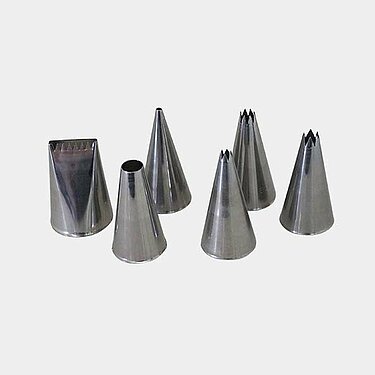 Set od 6 stainless steel nozzle, De Buyer