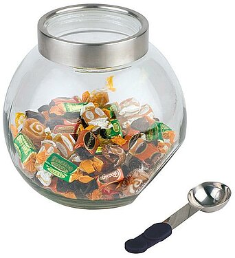 Glass jar with lid and spoon 3 l