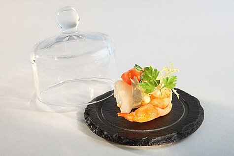 Natural slate tray with glass cover, APS